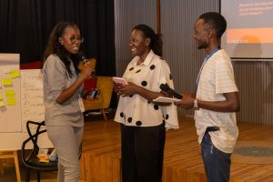 Participants engage with the facilitator during a presentation.